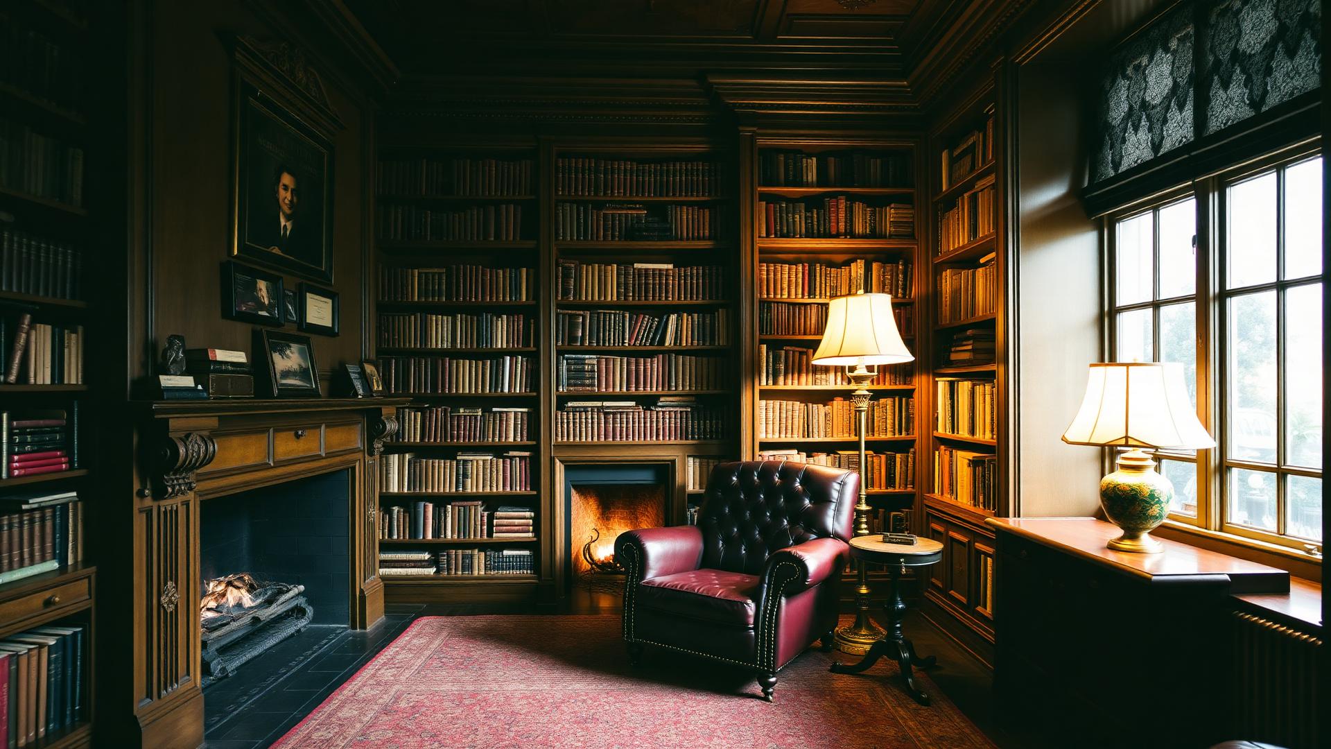 Warm library interior